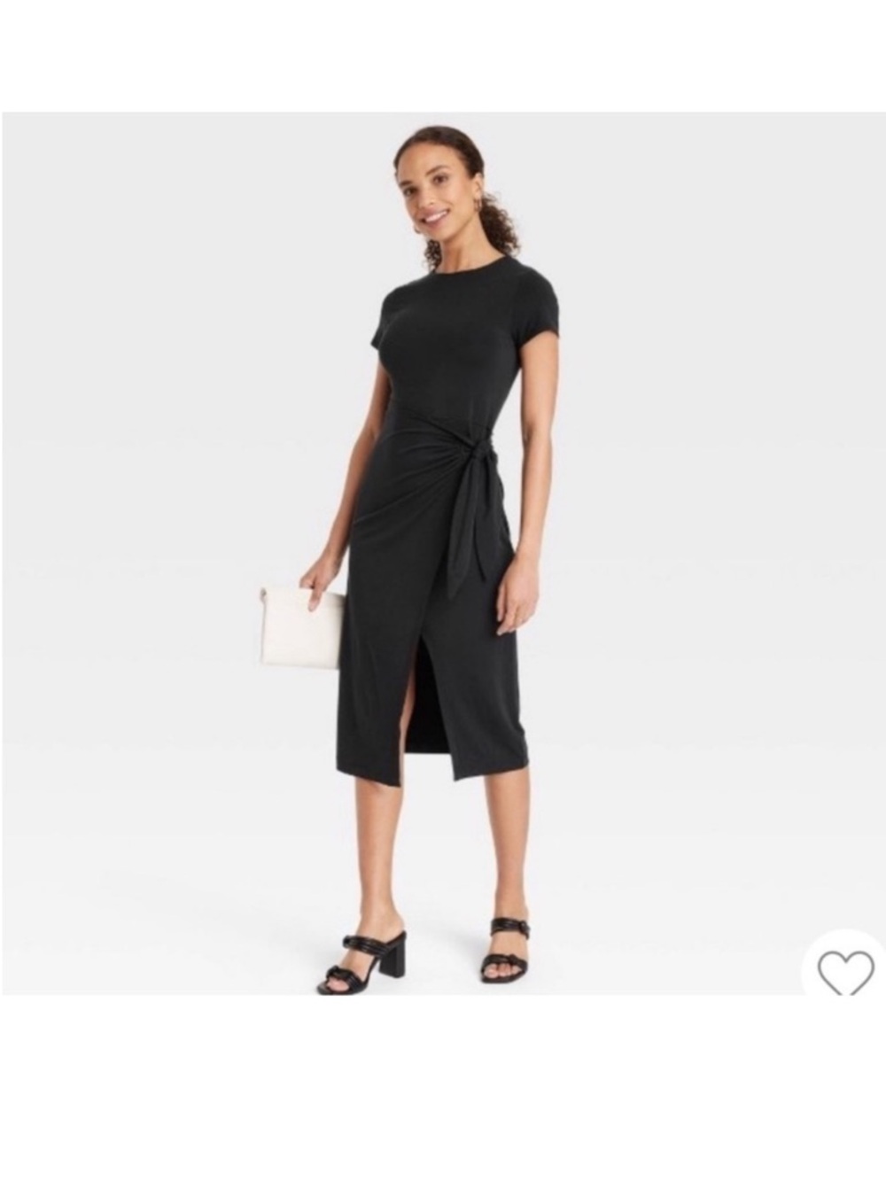 a new day Black Knot-Front Midi Dress